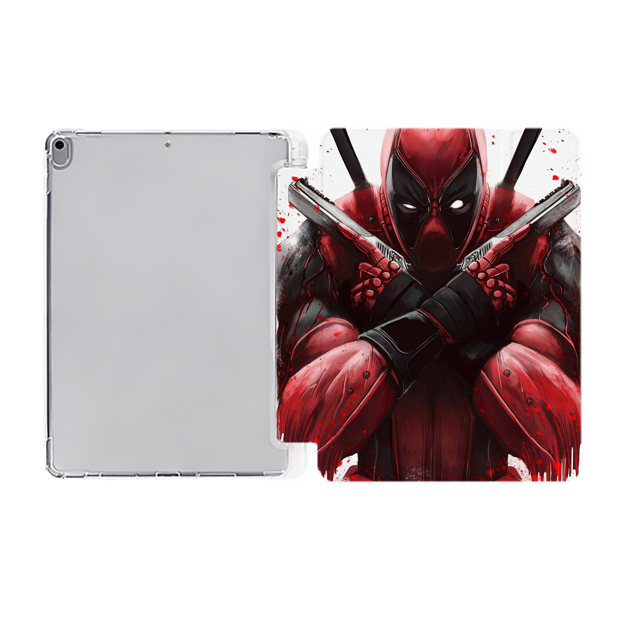 （画像用） Deadpool デッドプール IPad ケース ペン収納付き 三つ折りスタンド PUレザー×シリコン 対応機種9.5/10.5/10.9インチ